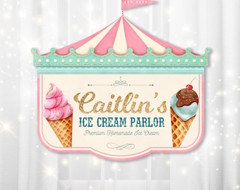 Ice Cream Shop Sign, Perfect for any ice cream theme birthday party or event, Digital file