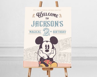 Letrero de bienvenida de Mickey imprimible, letrero de bienvenida para fiesta de cumpleaños de Mickey, perfecto para cualquier fiesta o evento de cumpleaños con temática de Disney, archivo digital