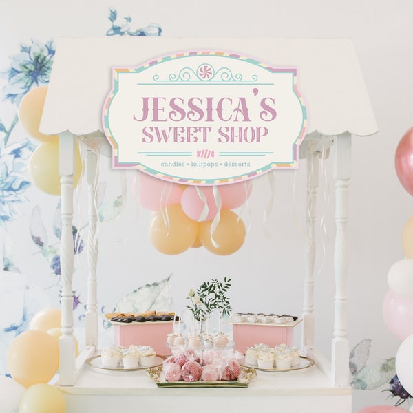 Editable Sweet Shop Sign, Candy Theme Party Decor