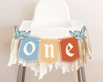 Printable Disneyland 1st Birthday High Chair Banner Banner, Happiest Birthday On Earth Party Decoration, Minnie Party, Digital file