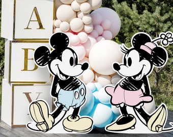 Découpe imprimable Mickey & Minnie, accessoire de stand-up de fête d'anniversaire Disneyland, baby shower Mickey, décoration de fête Minnie, fichier numérique