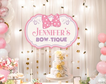 Letrero de Minnie Bowtique editable, fiesta de Minnie, archivos digitales
