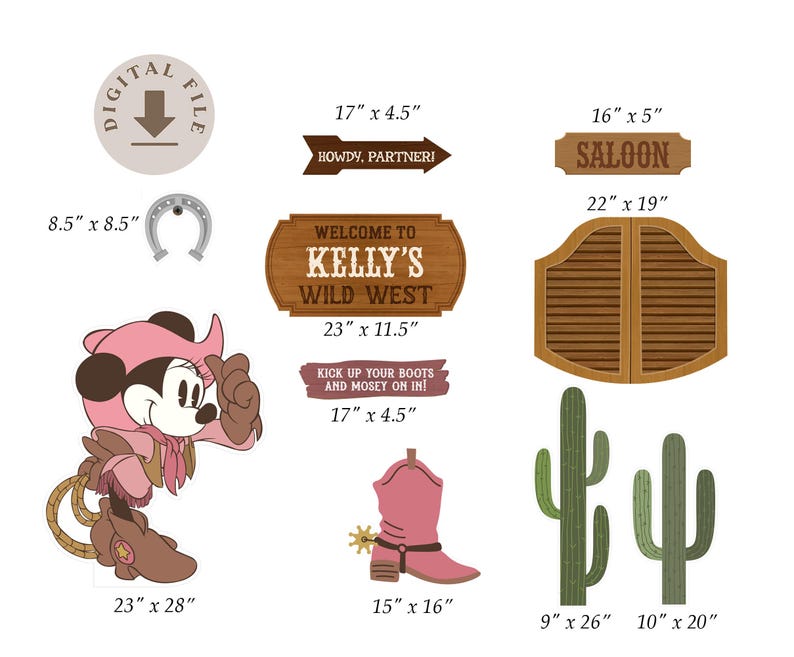 Printable Minnie Rodeo Birthday Backdrop, Minnie Cowgirl Birthday Stand ...