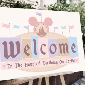 Disneyland Birthday Party Welcome Sign, Disneyland Party Decoration, Digital file