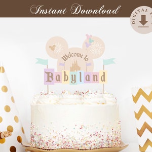 Printable Babyland Cake Topper, Disneyland Baby Shower Cake Topper, Digital file