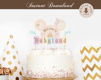 Printable Babyland Cake Topper, Disneyland Baby Shower Cake Topper, Digital file