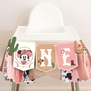 Printable Minnie Cowboy One Banner, Rodeo Birthday Party High Chair ...