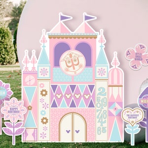 Printable It&#39;s A Small World Stand Up Prop, It&#39;s A Small World Birthday Party Decoration, Digital file