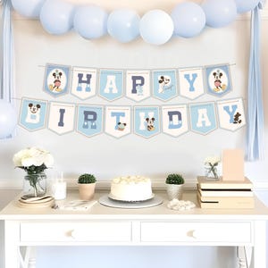 Printable Mickey Happy Birthday Banner, Disneyland Happiest Birthday On Earth Party Decoration, Mickey Party, Digital file
