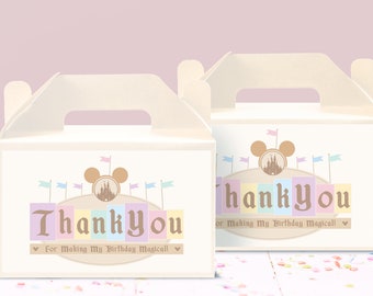 Printable Happiest Birthday Gable Box Label, Disneyland Favor Box Label, Digital file