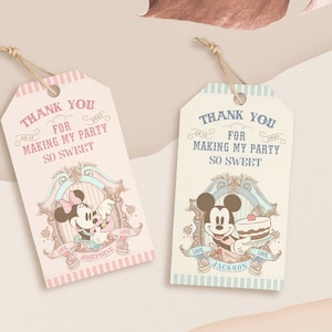 Mickey & Minnie Thank You Tag, Disneyland Birthday Thank You Tag, Mickey Birthday, Minnie Birthday, Digital, Printable