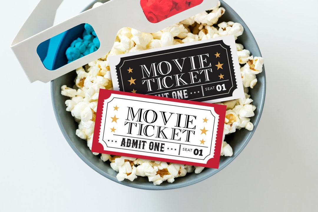 Printable Movie Tickets, Pretend Play Cinema Tickets, Movie Night