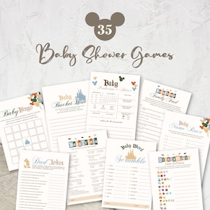 Printable Baby Shower Game Bundle, Disneyland Baby Shower Game Sign, Happiest Baby Shower On Earth, Mickey Baby Shower, Digital file