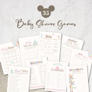 Printable Baby Shower Game Bundle, Disneyland Baby Shower Game Sign, Happiest Baby Shower On Earth, Mickey Baby Shower, Digital file