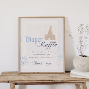 Glücklichstes Baby-Dusche auf Windel Verlosung Zeichen, Disneyland-Baby-Dusche, digital, printable