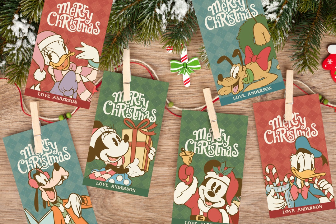 Editable Mickey &amp; Friends Christmas Favor Tags, Holiday Gift Tag ...