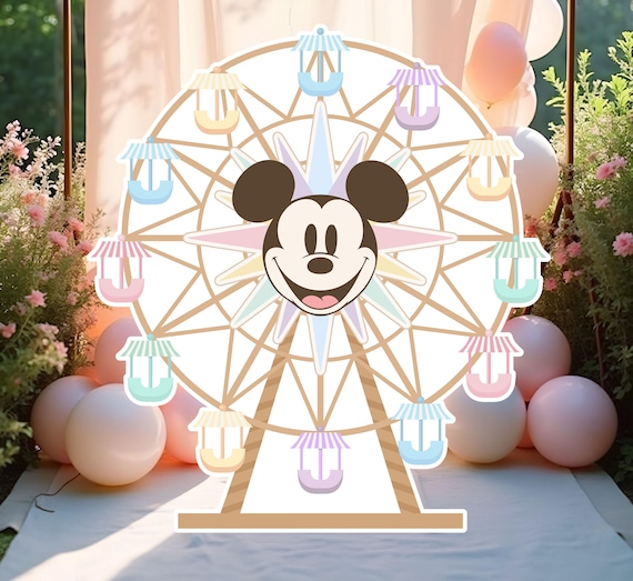 Printable Mickey Ferris Wheel Cutout, Disneyland Birthday Party Stand Up Prop, Mickey Baby Shower Party Decoration, Digital file