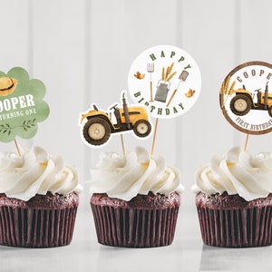 Printable Tractor Cupcake Topper, Printable Cupcake Topper, Party Cupcake Topper, Cupcake Decoration