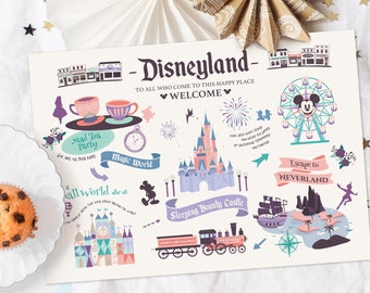 Printable Disneyland Party Place Mat, Disneyland Wall Art, Mickey Birthday, Princess Birthday, Magical Party Decoration, Digital file