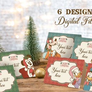 Musse & Minnie julfest mattält, julfest matetikett, perfekt för alla födelsedagsfester eller evenemang, digital fil