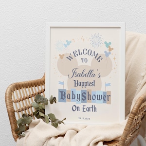 Editable Happiest Baby Shower on Earth Welcome Sign, Disneyland Baby Shower, Mickey and Minnie Baby Shower, Babyland, Digital file