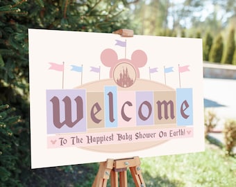 Disneyland Baby Shower Party Welcome Sign, Disneyland Party Decoration, Digital file