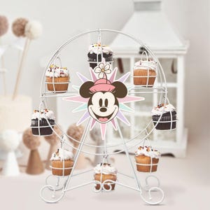 Printable Minnie&#39;s Fun Wheel Label, Minnie Birthday, Disneyland Party Decoration, Digital file