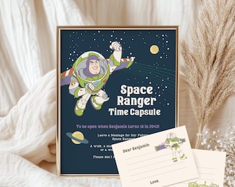 Toy Story Birthday Time Capsule Sign and Card, Buzz Lightyear First Birthday, (Digital Download)