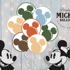 Printable Pastel Mickey Balloons, Disneyland Baby Shower Stand Up Prop, Mickey Birthday Party Decoration, Digital file