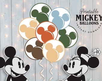 Printable Pastel Mickey Balloons, Disneyland Baby Shower Stand Up Prop, Mickey Birthday Party Decoration, Digital file