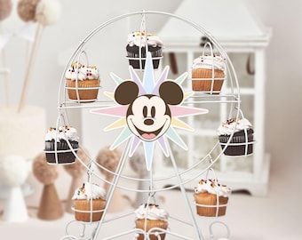 Printable Mickey&#39;s Fun Wheel Label, Mickey Birthday, Disneyland Party Decoration, Digital file