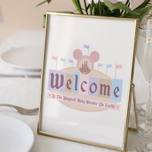 Printable Disneyland Baby Shower Sign, Happiest Baby Shower On Earth, Mickey Baby Shower, Disneyland Party Decoration, Digital file