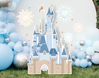 Recorte imprimible del Castillo Azul de Disney World, accesorio de stand para baby shower de Disney World, decoración para fiesta de niño de Disneyland, archivo digital