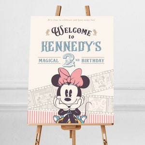 Minnie Willkommensschild zum Ausdrucken, Minnie Birthday Party Willkommensschild, Perfekt für jede Disney Thema Geburtstagsparty oder Ereignis, Digitale Datei