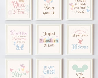 Druckbare Disneyland Baby Shower Zeichen, Mickey Baby Shower, Disneyland Party Dekoration, digitale Datei