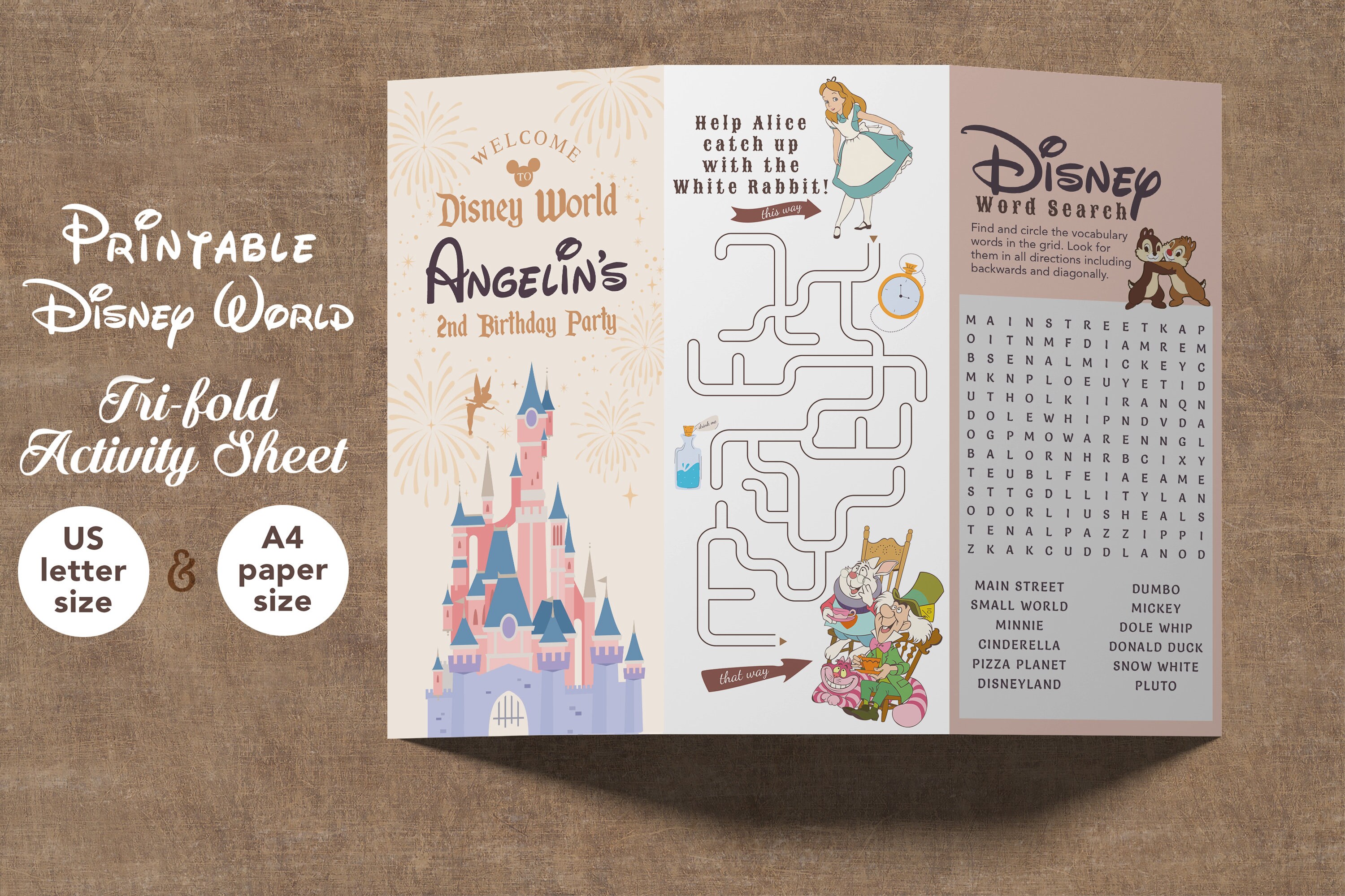 Printable Disney World Activity Sheet, Disney World Coloring Page, Kids ...