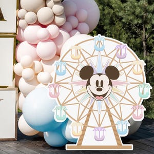 Printable Mickey Ferris Wheel Cutout, Disneyland Birthday Party Stand Up Prop, Mickey Baby Shower Party Decoration, Digital file image 3