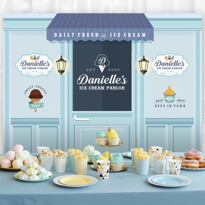 Ice Cream Parlor Backdrop, Perfect for any ice cream theme birthday party or event, Digital file