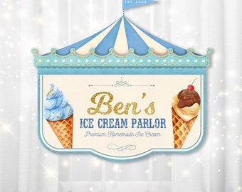Ice Cream Shop Sign, Perfect for any ice cream theme birthday party or event, Digital file