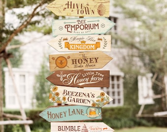 Bee Party Directional Sign, Honey Bee Birthday Party Decoration, Perfect for any bee theme party or event, Digital file