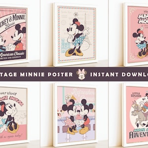 Vintage Minnie Poster, Minnie Party Decoration, Disneyland Party Decoration, Perfect for any birthday party or event, Digital file