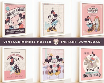 Vintage Minnie Poster, Minnie Party Decoration, Disneyland Party Decoration, Perfect for any birthday party or event, Digital file