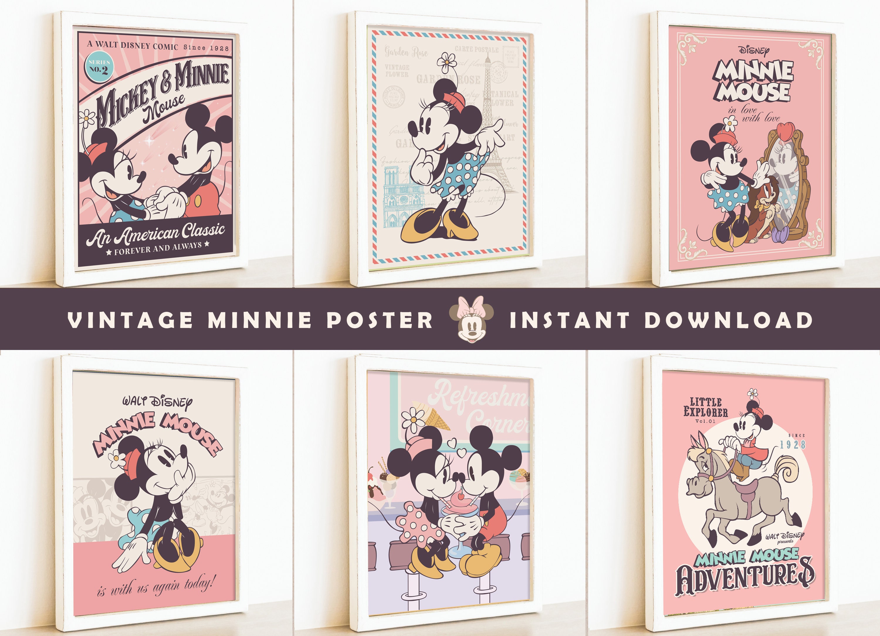Mickey Mouse Wall Art Watercolor Poster Prints - Set of 6 (8 inches x 10  inches) Photos - with Mickey Minnie Donald Duck Goofy Pluto : :  Home & Kitchen