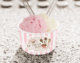 Mickey Ice Cream Label, Main Street Ice Cream, Mickey Birthday, Ice Cream Party Decoration, Digital file