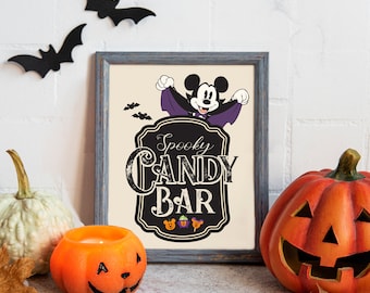 Printable Disneyland Halloween Party Sign, Candy Bar Sign, Mickey Halloween Birthday Party Decoration, Digital file