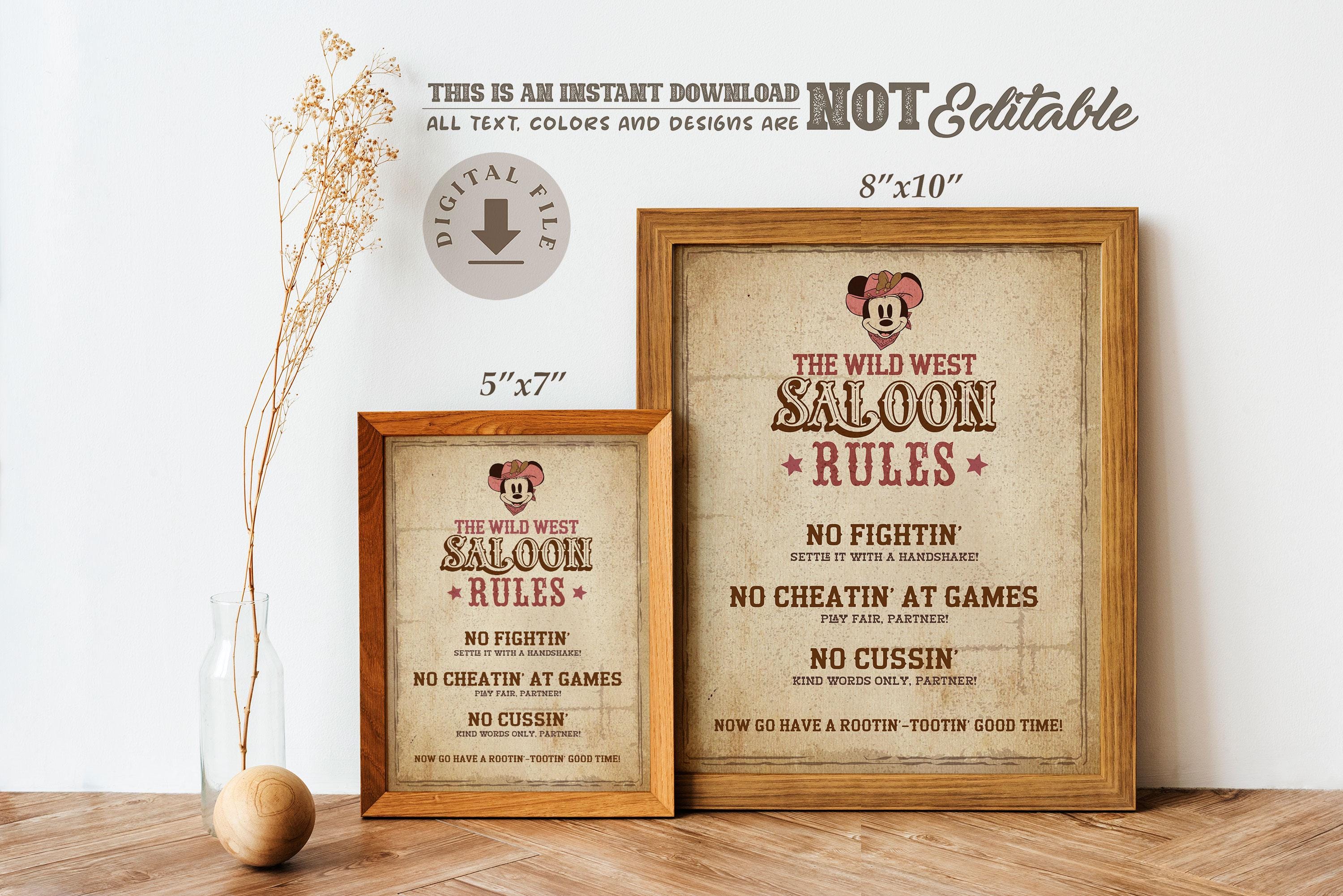 Mickey the Wild West Saloon Rules, Mickey Rodeo Birthday Party ...