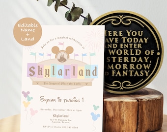 Personalize Disneyland Birthday Invitation, Happiest Birthday On Earth Invitation, Mickey Birthday, Minnie Birthday, Digital, Printable