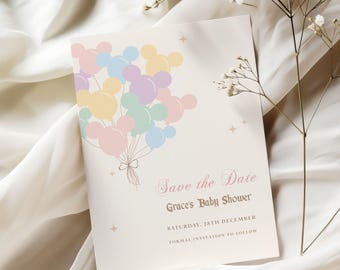 Happiest Baby Shower On Earth Save the Date Card, Disneyland Baby Shower, Mickey Baby Shower, Minnie Baby Shower, Digital, Printable