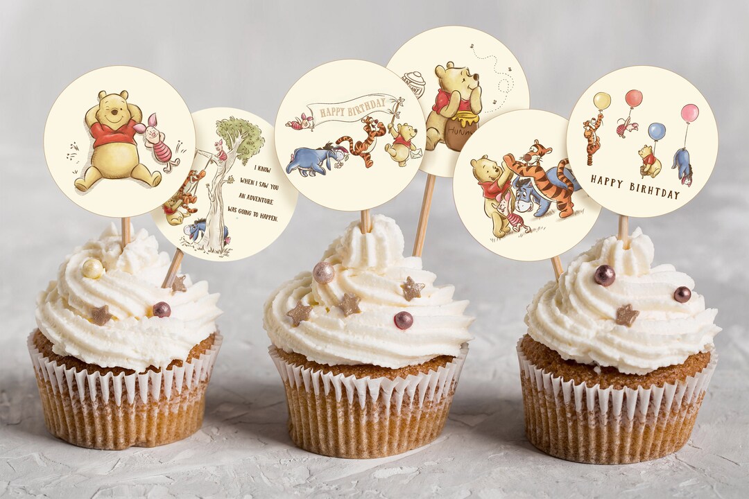 Printable Winnie the Pooh Tags, Cupcake Topper, Hundred Acre Wood Party ...