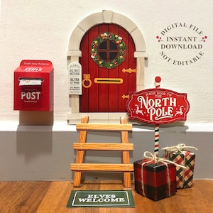 Puerta de elfo navideño imprimible, decoración navideña, archivos digitales, perfecta para cualquier fiesta o evento navideño, archivo digital